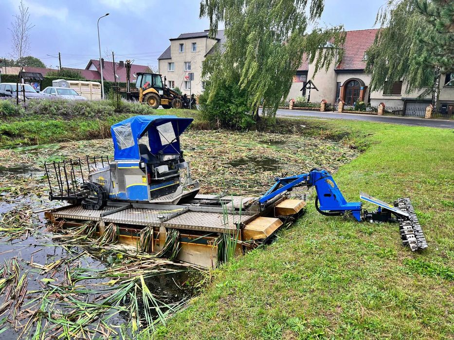 Amfibia pływająca odmulanie, czyszczenie stawów, koszenie trzcin