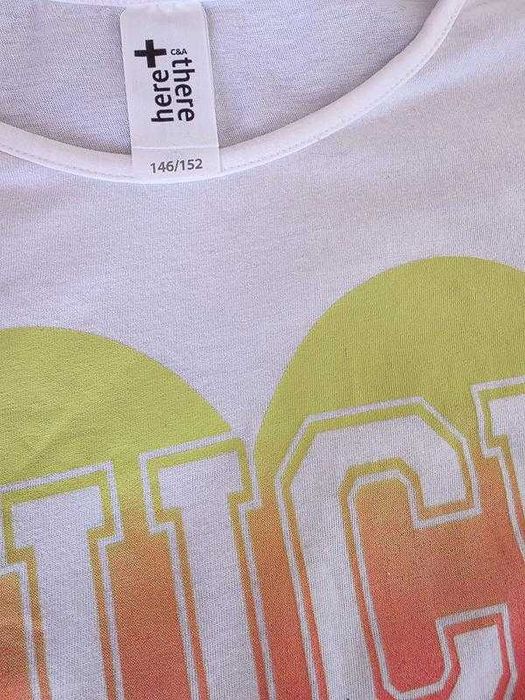 пакет одежды белая футболка, черная майка девочке C&A 146-152