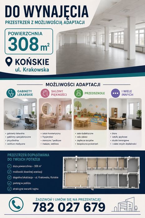 Do wynajęcia lokal usługowy  Konskie ul. Krakowska 45