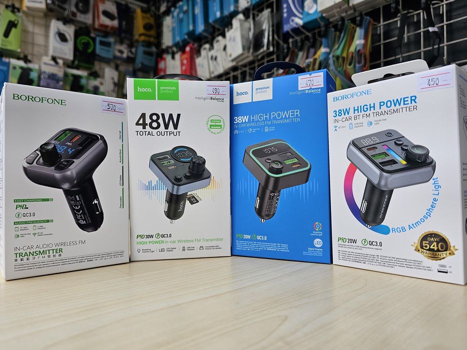 FM модулятор блютуз; Трансмітер ФМ в авто, з зарядкою; Hoco, Baseus