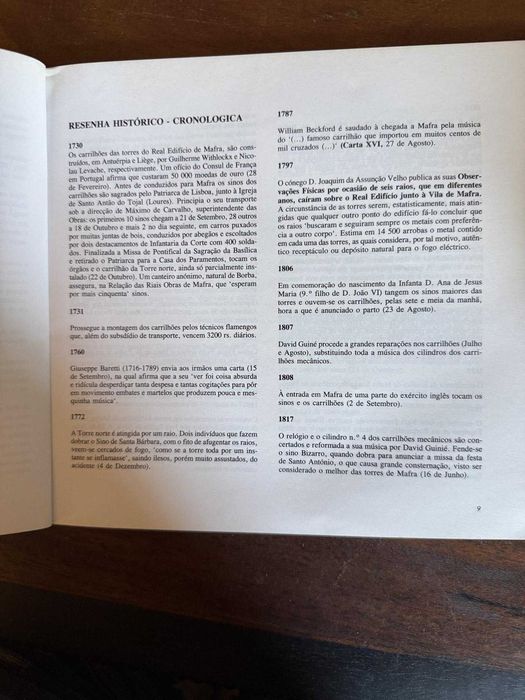 CARRILHÕES DE MAFRA – Roteiro Monográfico – Primeira Edição 1993
