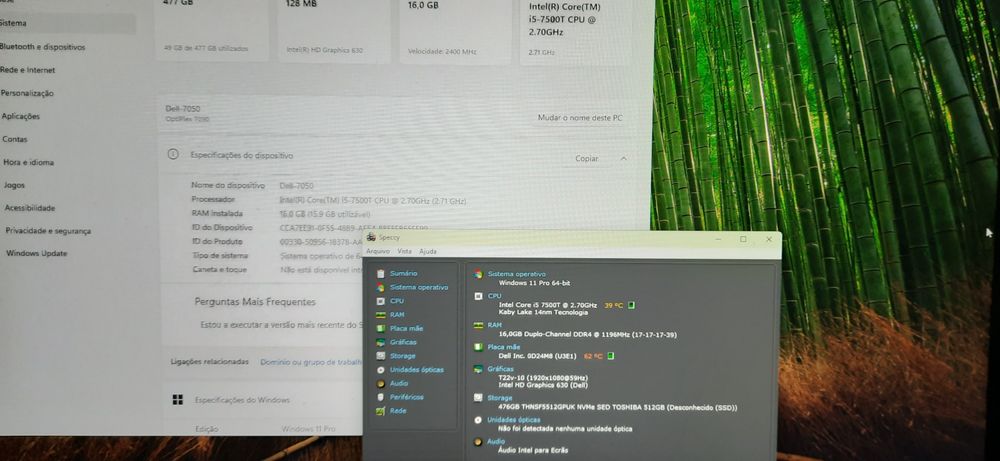Mini-Pç Dell Optiplex 7050 7ªG|i5.7500T-3.3G|NVMe-512G|16G|Wifi+BT|W11
