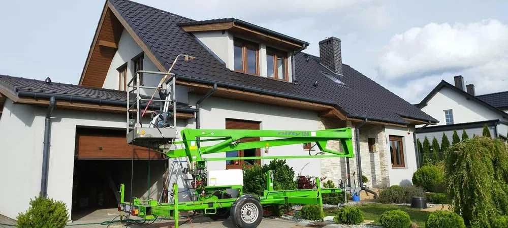 Podnośnik koszowy na przyczepie. Wynajem.