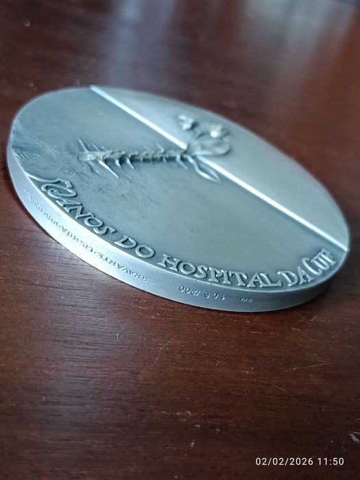 Medalha Prata Maciça Numerada 8 cm 277 gr