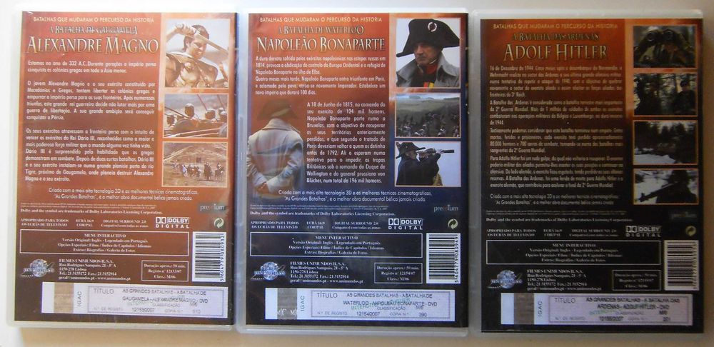 Pack 3 DVD-As Grandes Batalhas-Recreações Históricas-Português