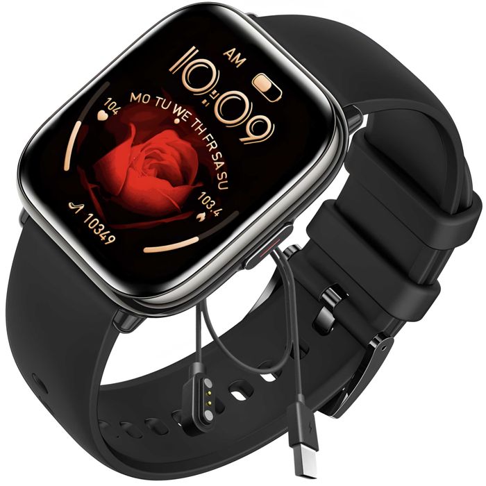 Smartwatch Zegarek Damski PL Menu Rozmowy Powiadomienia Prostokątny