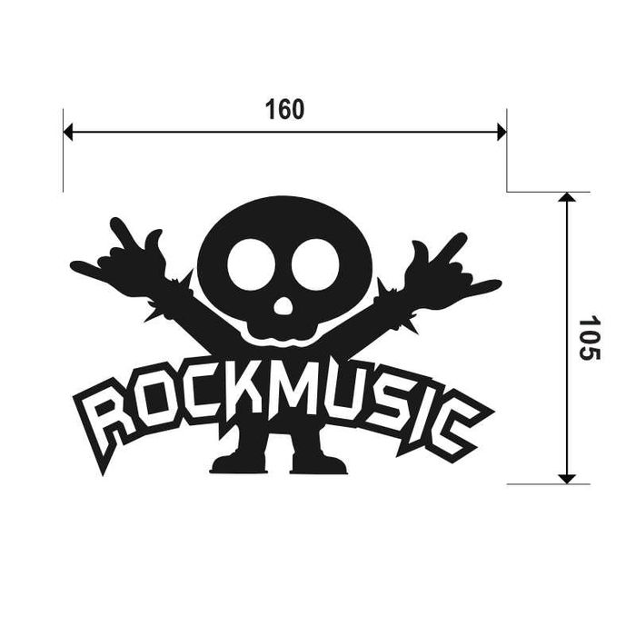 Naklejka ROCK MUSIC - na laptopa, zderzak, lusterko, kask, szybę