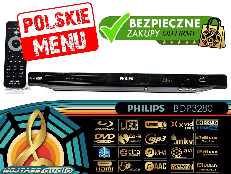 Philips BDP3280 – Odtwarzacz Blu-ray 3D / DVD / CD / USB (MKV, DivX HD)