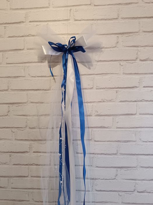 Kokardy biało -niebieskie duże