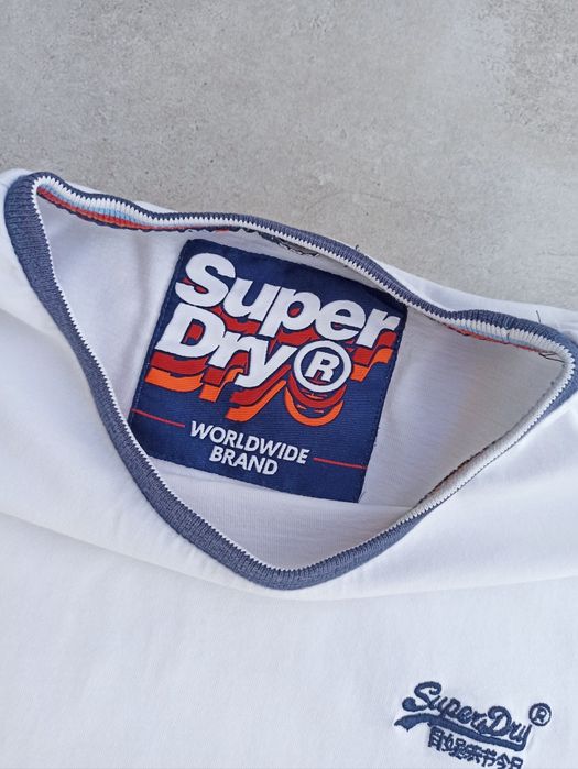 Superdry t-shirt oryginalna biała koszulka męska rozmiar S, M