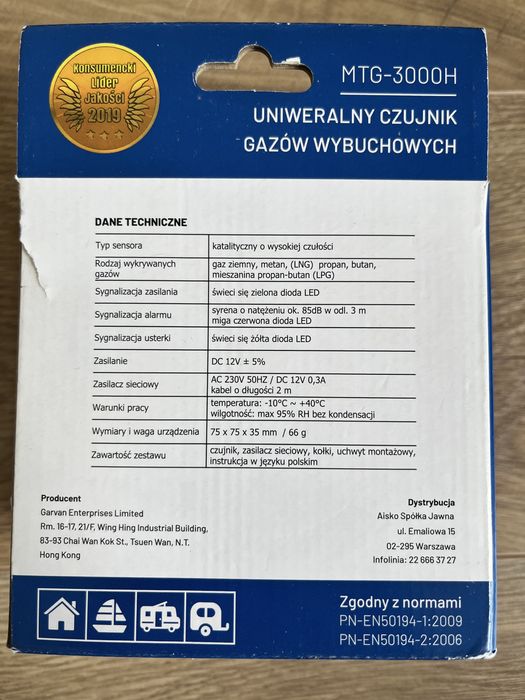 Uniwersalny czujnik gazów wybuchowych GARVAN