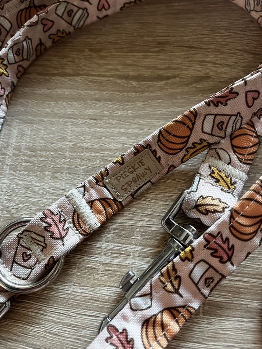 Smycz  przepinana 3m,  pieskie sprawy,  hand made, pumpkin latte