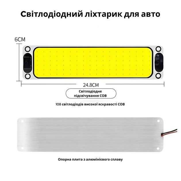 LED Светильник 12-24V COB (108 диодов) для дома, квартиры, авто