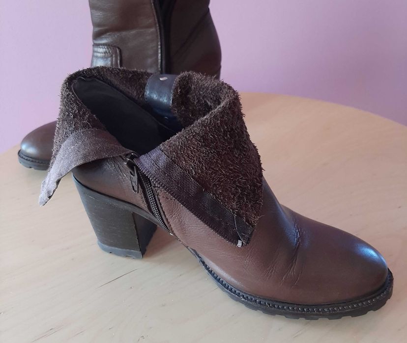 Botins Pele Castanho 37 Foreva