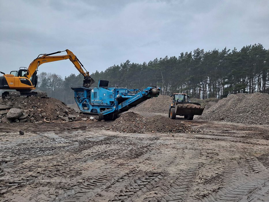 kruszenie, przesiewanie gruzu, rozbiórki, wynajem, usługa, kruszywa