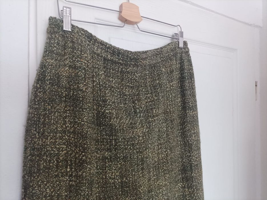 Kostium Aryton 44 42 garnitur zielony oliwkowy długa spódnica żakiet