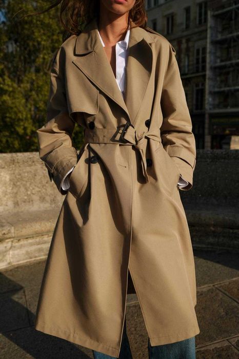 Жіночий довгий двобортний тренч Zara new