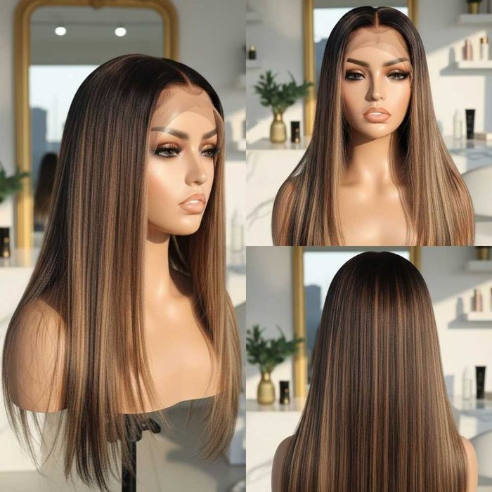 Długa Prosta Ciemna Peruka Na Koronkowej Siateczce Lace Front Wig