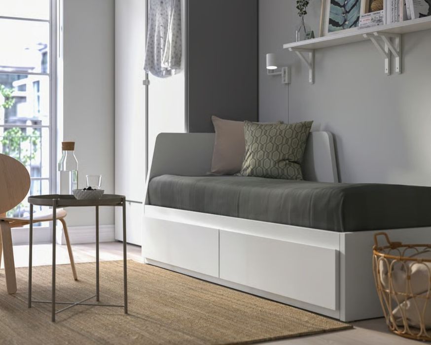 Cama FLEKKE Ikea Cama individual/dupla com 2 Gavetas Branco, 80x200cm.