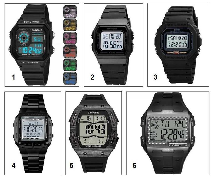Relógio Digital Desportivo Preto (Vários Modelos)