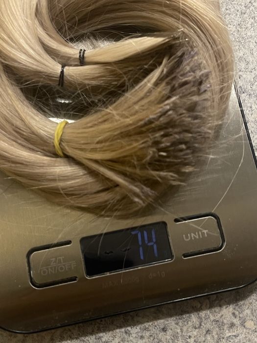 Włosy jasny blond do przedłużania keratyna 40-45 cm