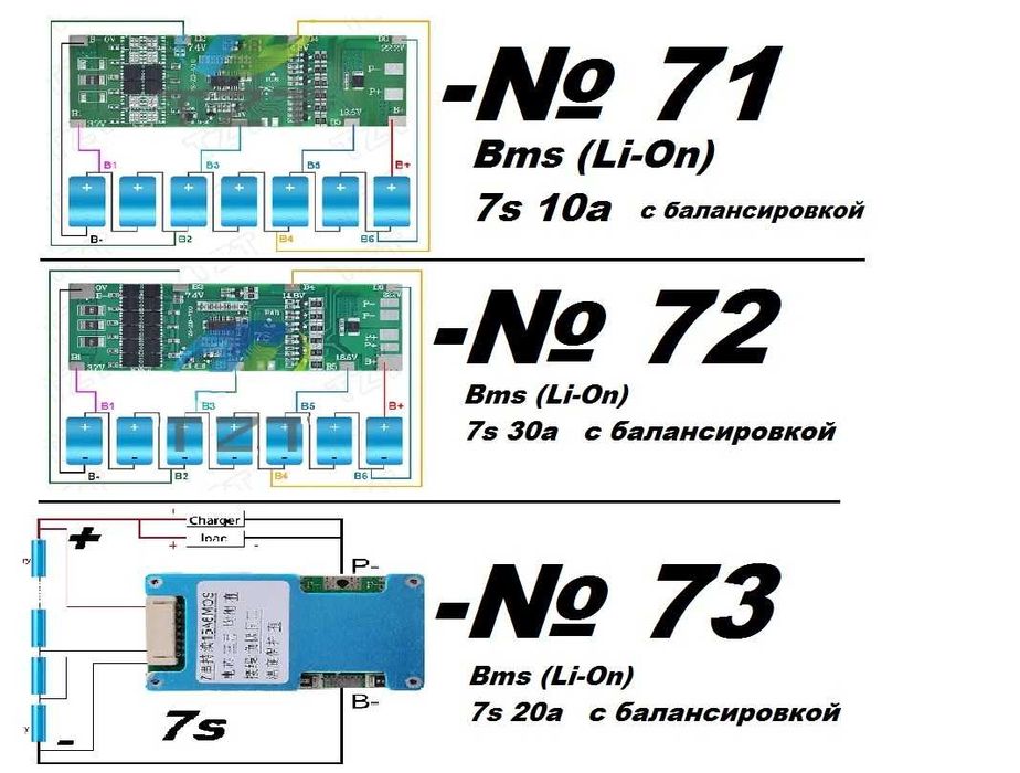 Платы контроля заряда  bms (от 1s до 13s)