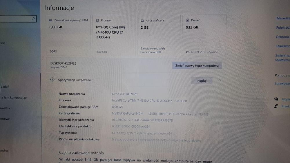 Laptop DELL P26E 17"