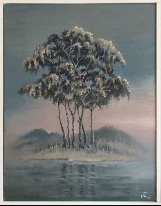 Obraz olejny na płótnie "Kępa drzew"