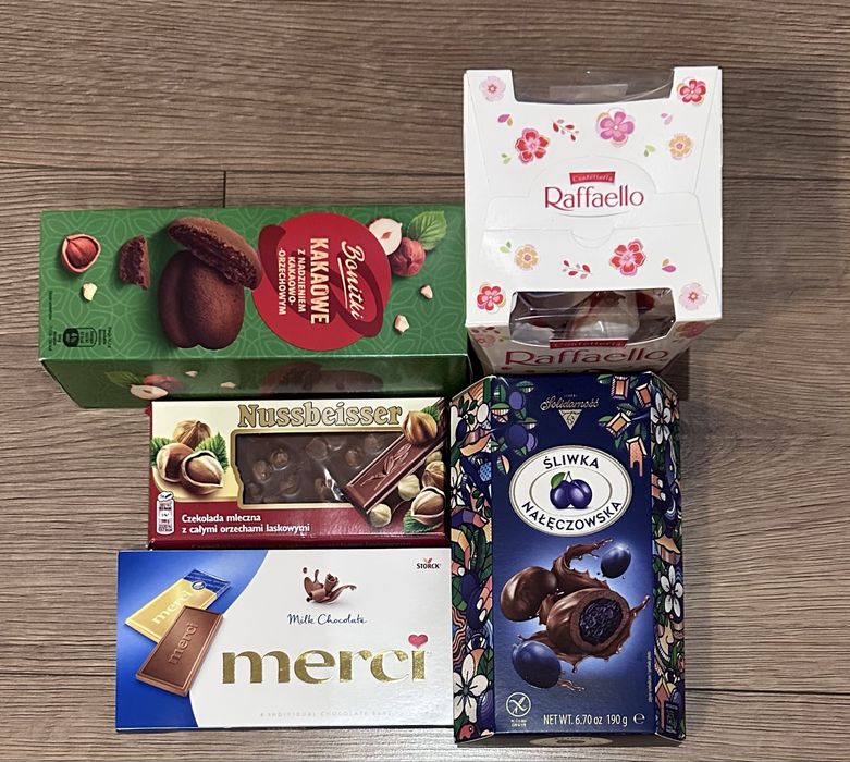 Paczka slodyczy merci, ptasie mleczko, nussbeisser