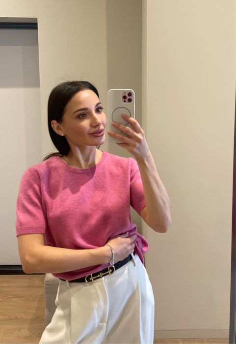 100 % кашемір футболка светр M/L рожева стиль cos