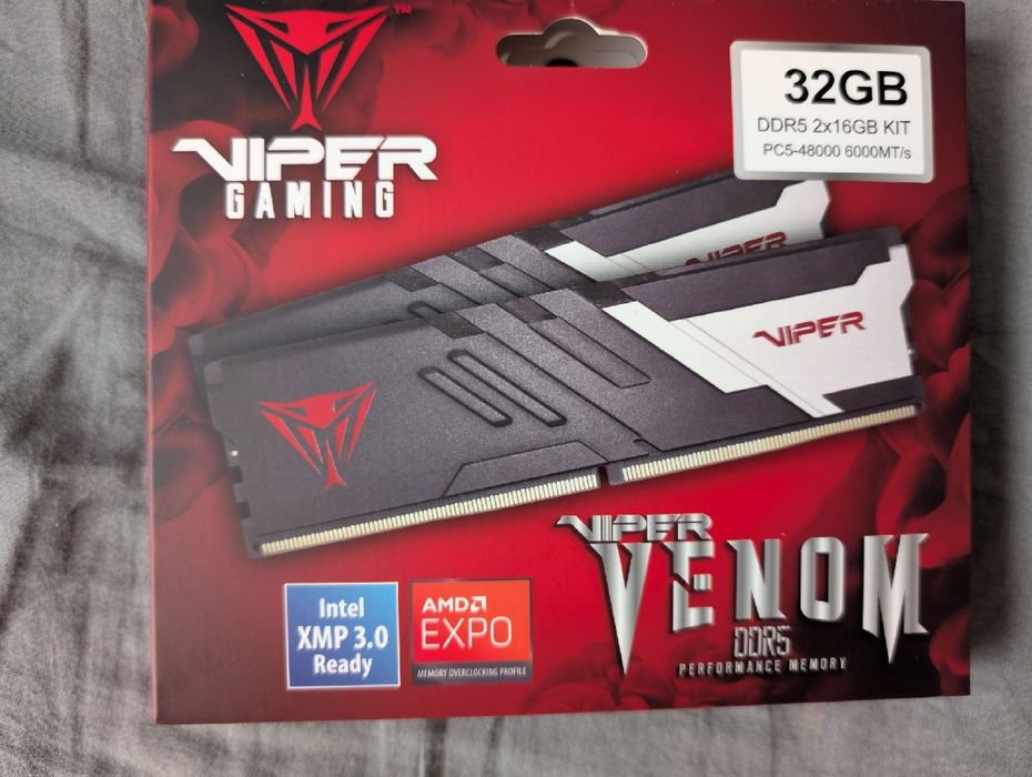 Pamięć RAM Patriot DDR5 32GB 6000MHz CL30 Viper Venom 2x16GB Nowe/Gwar
