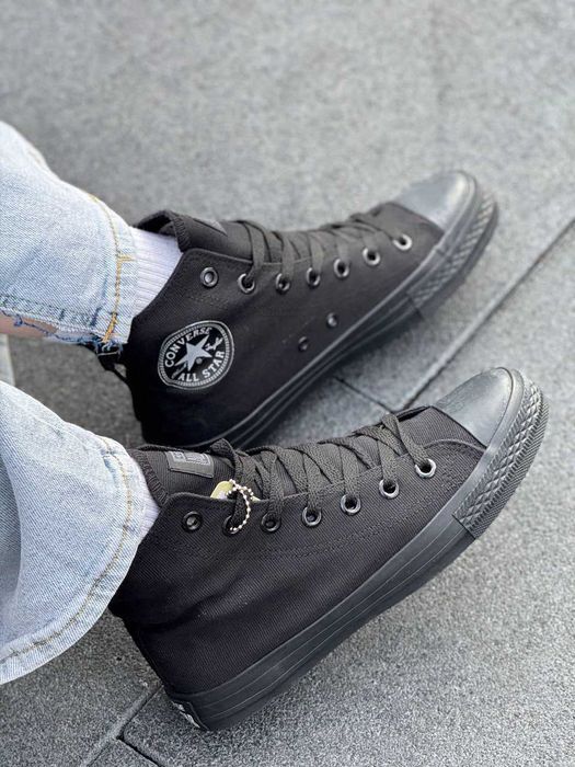 Повністю чорні Converse All Star конверси високі олл стар чорні 36-41