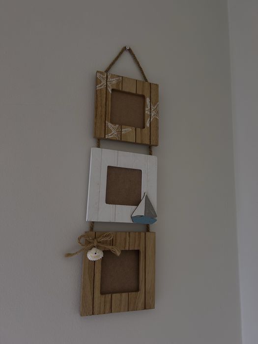 Moldura decorativa de parede com 3 fotografias – estilo náutico