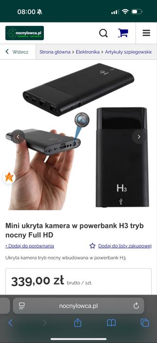 Mini ukryta kamera w powerbanku