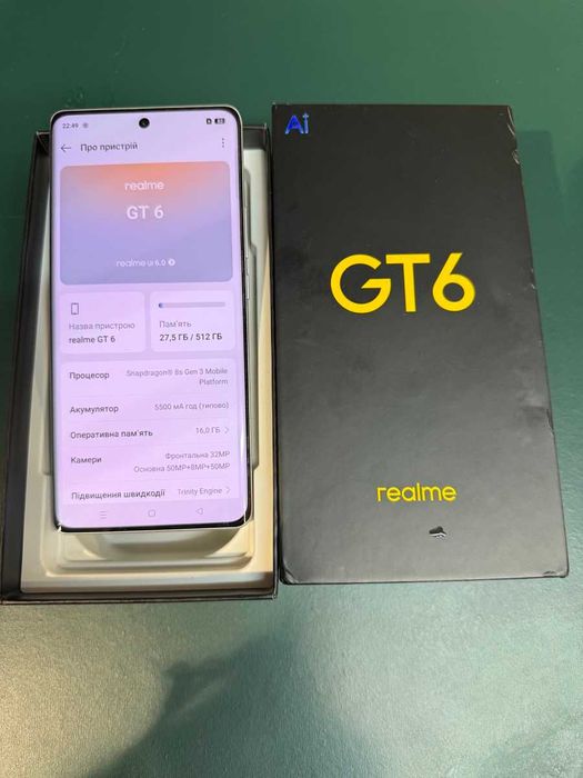 Не вмикається Смартфон Realme GT 6 16/512 на запчастини торг
