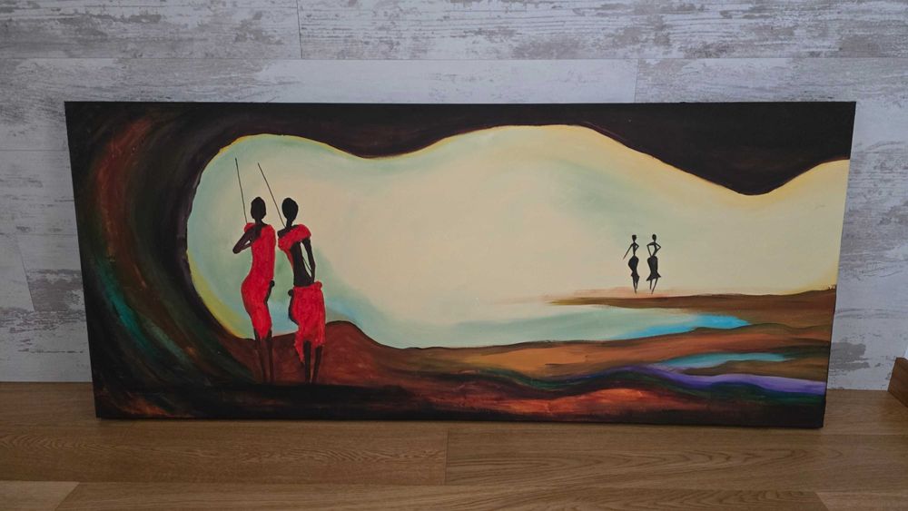 Quadro - Pintura à mão em acrílico sobre tela - Africano