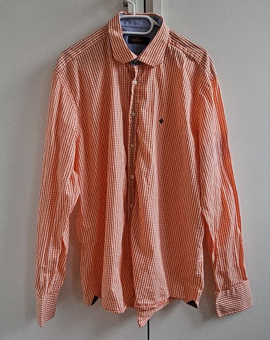 Morris Stockholm męska koszula w kratę pomarańczowa 43  XL