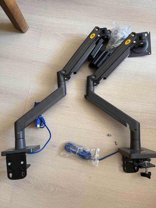 2x Regulowany Uchwyt Biurkowy do Monitora LCD 22"-40" Solidny Certyfikowany