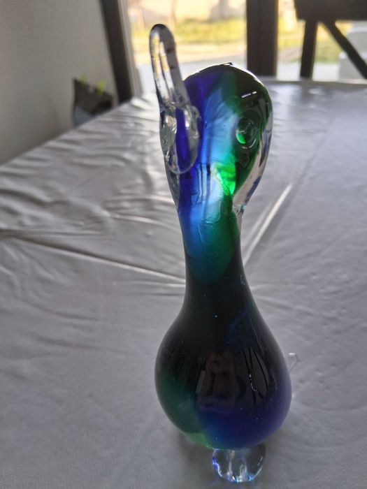 Pássaro em Vidro de Murano Sommerso - Vintage Italiano (Azul e Verde)