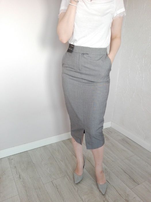 Spódnica ołówkowa szara popielata do pracy biura nowa M 38