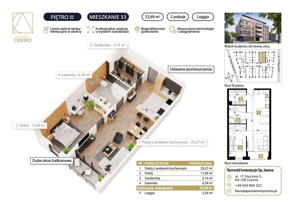 Apartamenty Centro-trzecie piętro, centrum Leszna