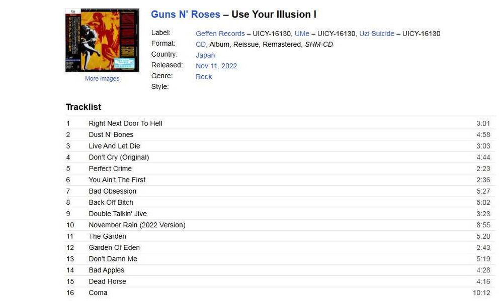 (nowe) Zestaw SHMCD Guns N Roses Use Your Illusion I&II Japan