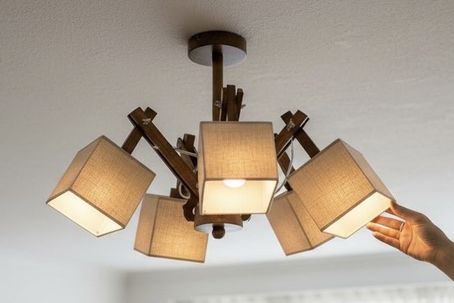 Люстра потолочна дерев'яна. 5 ріжків