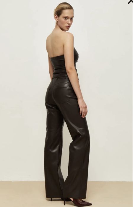 Шоколадні шкіряні штани з еко-шкіри, Papaya, S