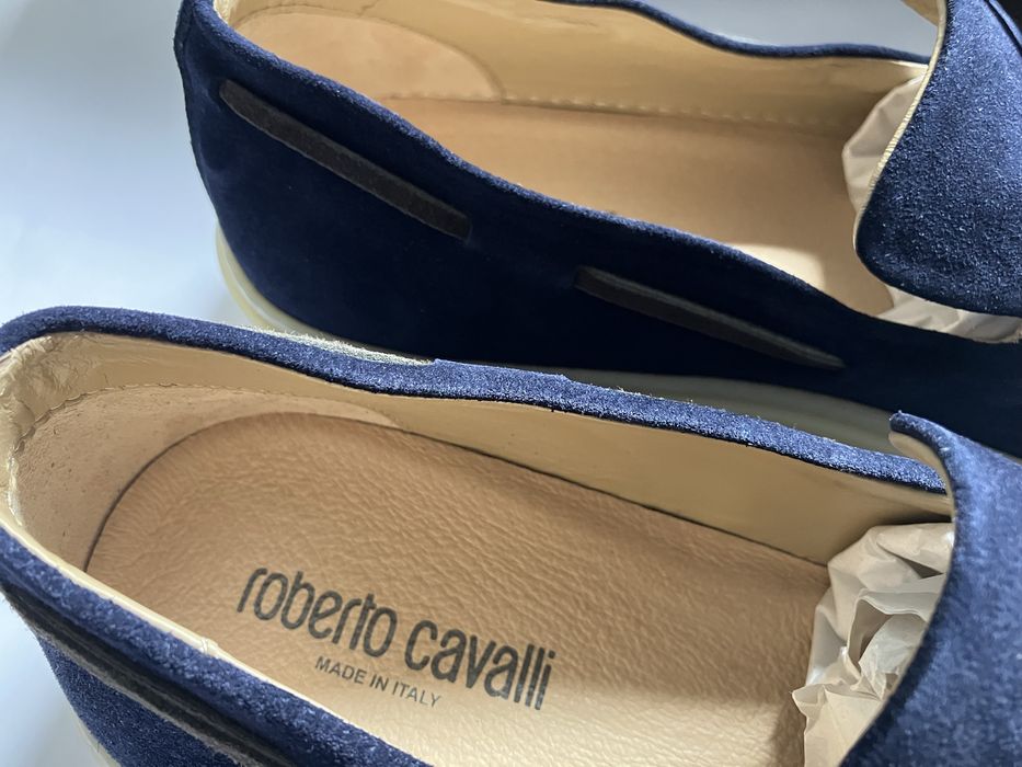 Roberto Cavalli meskie mokasyny skorzane granatowe roz.44