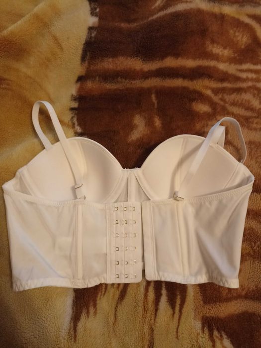Gorset damski, 75B bardotka, biustonosz damski biały, mały biust