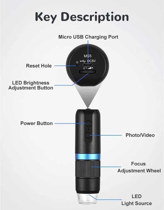 Цифровий USB Wi Fi з LED ппідсвіткою 500-1600X збільшення