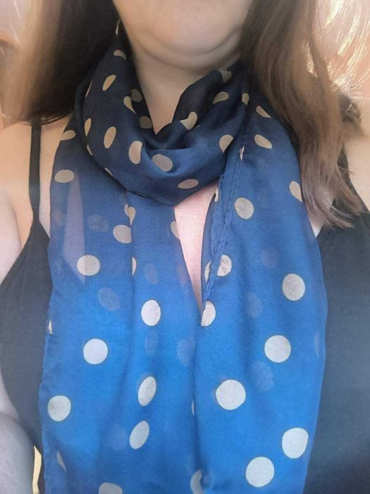 Lenço Azul Bolinhas Brancas - Novo