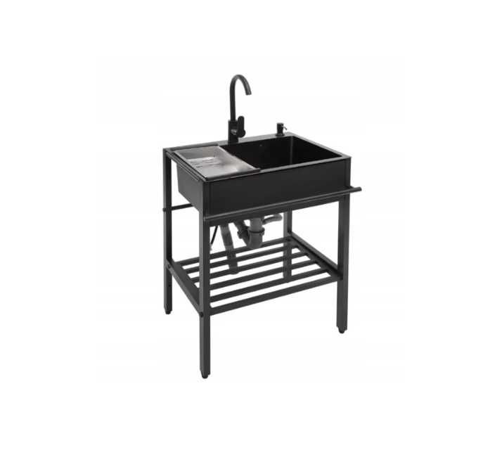 Zlew wolnostojący 60x45x86 czarny – stal nierdzewna 201, kuchnia