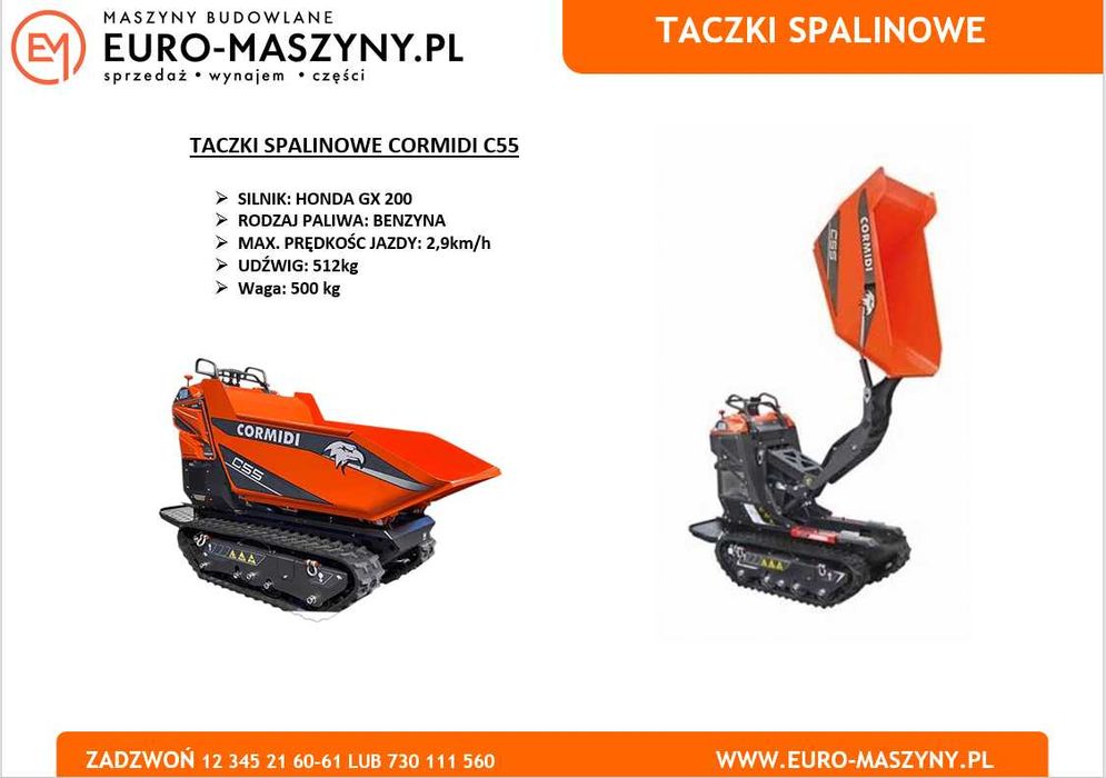 Wynajem taczki spalinowe mini-wozidło CORMIDI C55
